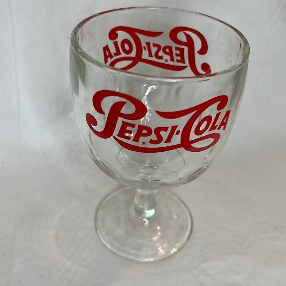 Pepsi Cola Soda Vintage Drinking Glass 3 3/4 Inches Round 6 Inches Tall Red
